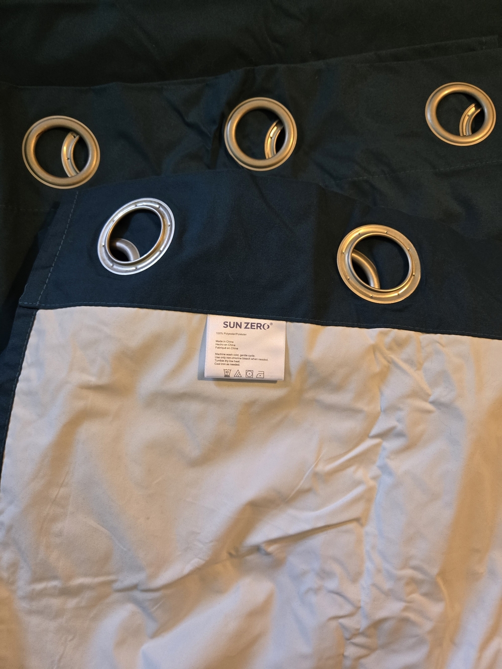 Sun Zero Cyrus Energy Saving Dark Teal Grommet Top Blackout Curtain Panels (2) - Picture 7 of 8